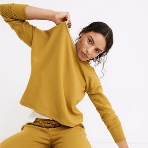 Madewell MWL Superbrushed Easygoing Ringer Sweatshirt in Bronzed Lichen NWT